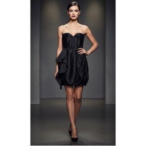Camilla & Marc Designer Classic Black Strapless Corset Bodice Ruffle Dress 2